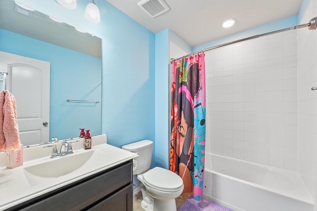 5206 Pointe Spring Xing, Spring, TX 77389 - bathroom featuring toilet, vanity, and shower / tub combo with curtain
