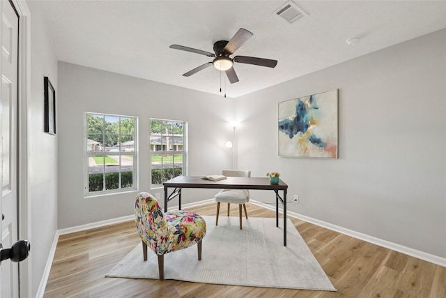 1008 N 30th St, Nederland, TX 77627 - office featuring light wood-type flooring, baseboards, and ceiling fan