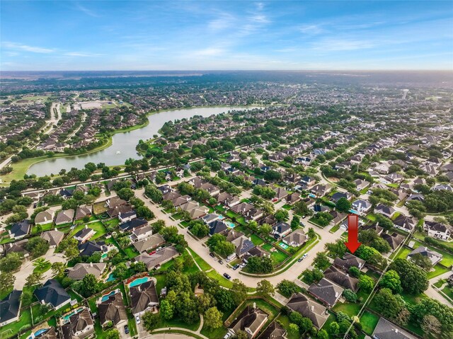 15314 Yellow Oak Trl, Cypress, TX 77433 - aerial view of property and surrounding area with a nearby body of water and nearby suburban area