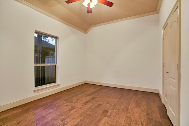 10 Tallgrass Way, Spring, TX 77389 - empty room featuring ornamental molding, a ceiling fan, wood finished floors, and lofted ceiling