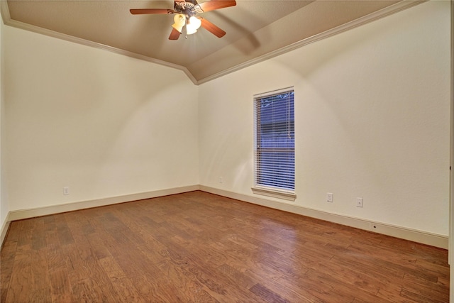 10 Tallgrass Way, Spring, TX 77389 - spare room with vaulted ceiling, ceiling fan, wood finished floors, and ornamental molding