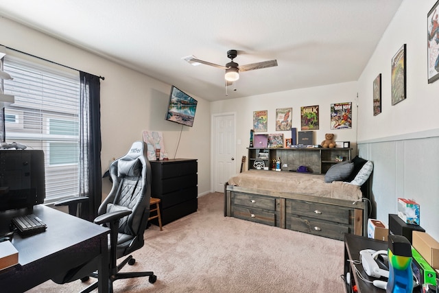 14706 Meadow Acre Trl, Houston, TX 77049 - office area featuring carpet and a ceiling fan