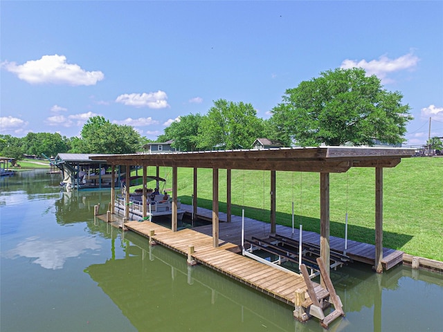 374 Harbor View Dr, Livingston, TX 77351 - dock with a water view, a yard, and boat lift