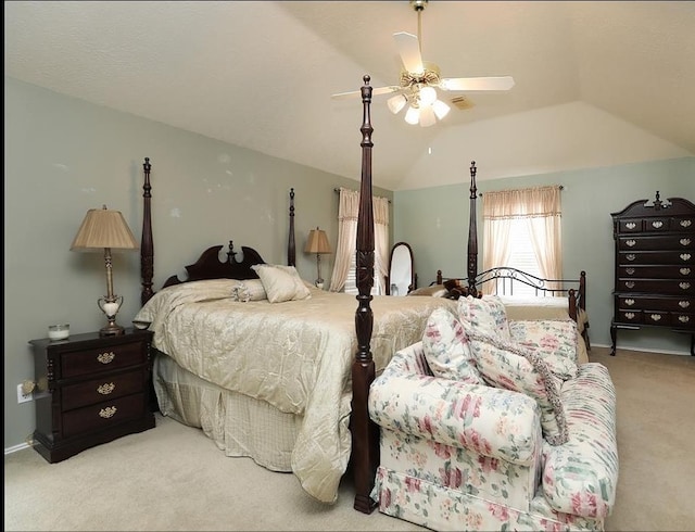 4915 Dove Springs Dr, Houston, TX 77066 - carpeted bedroom with lofted ceiling and a ceiling fan