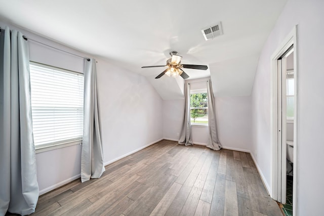 4922 Nina Lee Ln, Houston, TX 77092 - additional living space featuring wood finished floors, a ceiling fan, vaulted ceiling, and baseboards