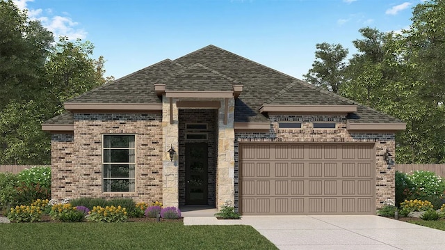 21139 Flowerhorn Dr, Cypress, TX 77433 - view of front facade with brick siding, roof with shingles, and an attached garage