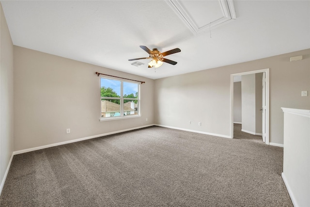 32126 Willow Creek Park, Conroe, TX 77385 - unfurnished room featuring attic access, carpet floors, and a ceiling fan