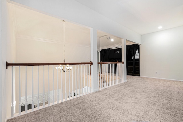 15814 Lake Loop Dr, Cypress, TX 77433 - spare room featuring a chandelier, carpet flooring, and recessed lighting
