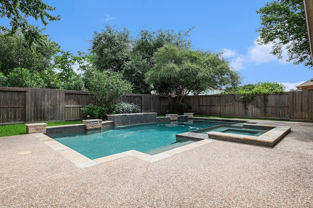 15814 Lake Loop Dr, Cypress, TX 77433 - view of pool with a pool with connected hot tub, a patio area, and a fenced backyard