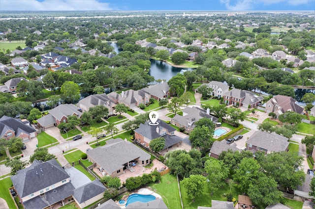 15814 Lake Loop Dr, Cypress, TX 77433 - aerial perspective of suburban area featuring a large body of water and a pool area