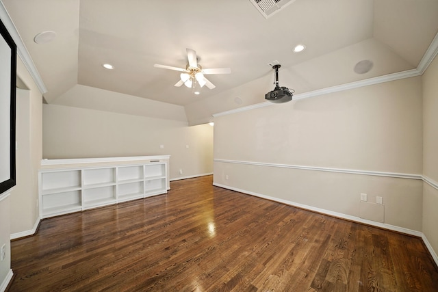1121 Beall Landing Ct, Houston, TX 77008 - unfurnished room featuring ceiling fan, wood finished floors, baseboards, recessed lighting, and vaulted ceiling