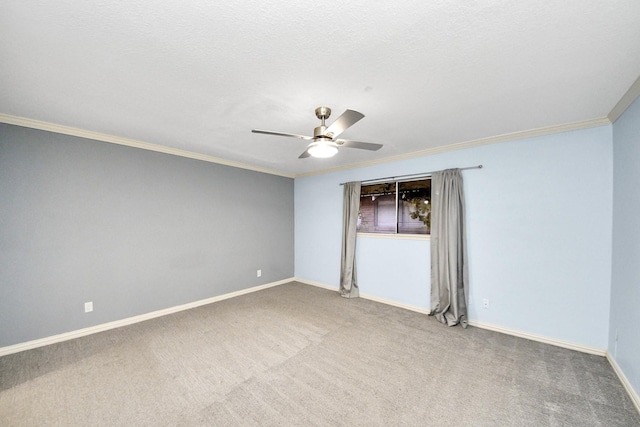 6304 Crab Orchard Rd, Houston, TX 77057 - spare room featuring crown molding, a ceiling fan, carpet, and baseboards