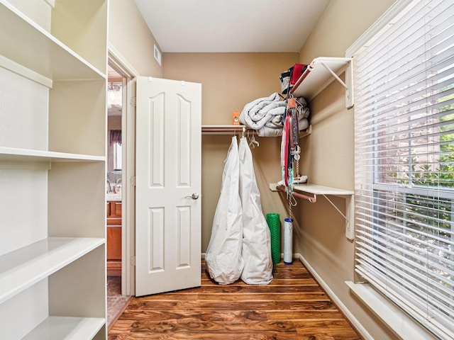 1003 Commons Waterway Dr, Huffman, TX 77336 - walk in closet with wood finished floors