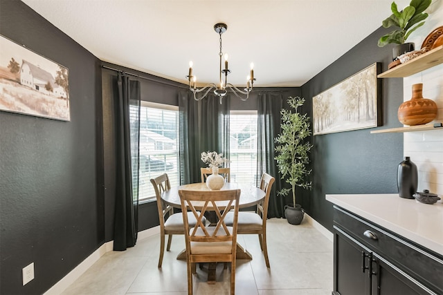 21100 Titian Dr, Magnolia, TX 77355 - dining space with a chandelier, light tile patterned floors, and baseboards