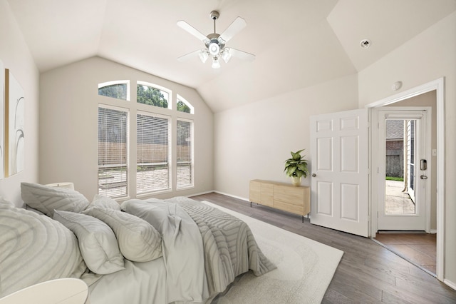 2507 Abernathy Glen Ct, Houston, TX 77014 - bedroom with vaulted ceiling, wood finished floors, and ceiling fan