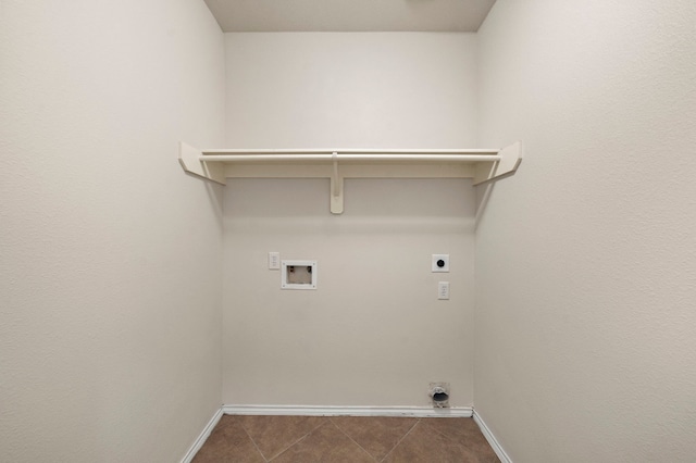 2507 Abernathy Glen Ct, Houston, TX 77014 - washroom with electric dryer hookup, hookup for a washing machine, and dark tile patterned floors