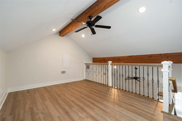 10503 Windriver Dr, Houston, TX 77070 - bonus room featuring a ceiling fan, wood finished floors, recessed lighting, and baseboards