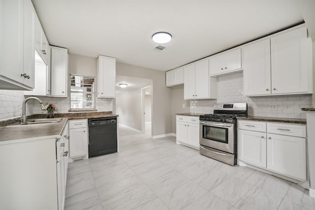 538 Pecan Dr, South Houston, TX 77587 - kitchen with dishwasher, gas stove, a sink, and decorative backsplash
