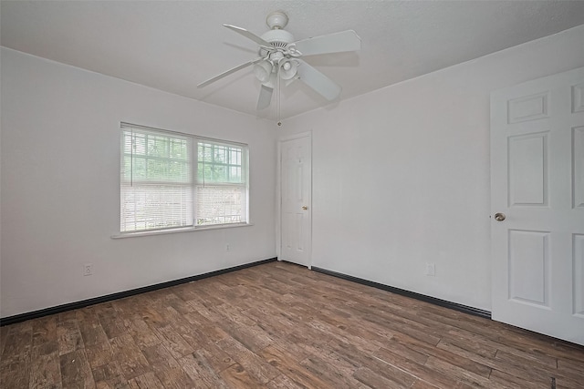 423 Gammon Dr, Houston, TX 77022 - unfurnished room featuring ceiling fan, wood finished floors, and baseboards