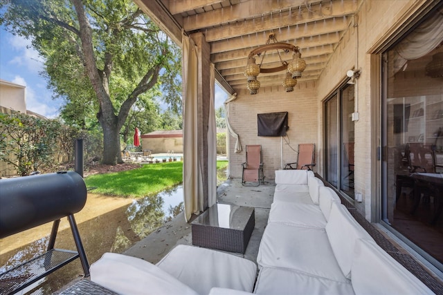 12007 Lakeway Ct, Houston, TX 77071 - view of patio with a pool, grilling area, and an outdoor living space