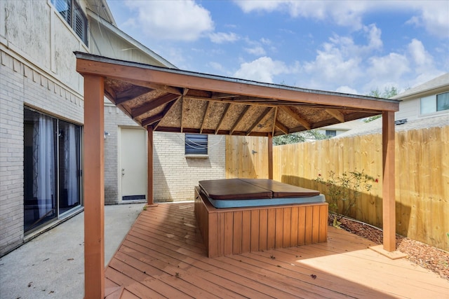 12007 Lakeway Ct, Houston, TX 77071 - wooden terrace featuring a hot tub and a gazebo