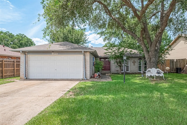 9510 Dornoch Dr, Spring, TX 77379 - ranch-style house featuring brick siding, driveway, an attached garage, and a shingled roof