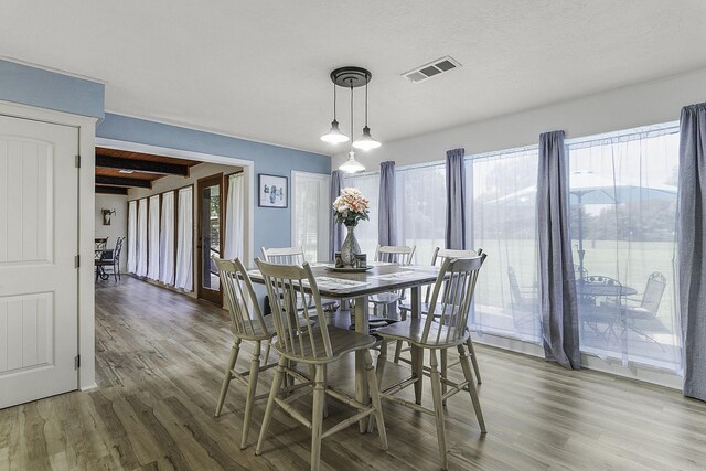 6462 US Highway 190 E, Livingston, TX 77351 - dining space featuring wood finished floors and beam ceiling