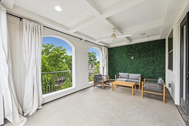 540 W 26th St Unit B, Houston, TX 77008 - sunroom featuring coffered ceiling and beam ceiling