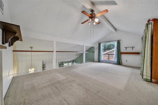 4214 Hambledon Village Dr, Houston, TX 77014 - unfurnished living room with a ceiling fan, carpet, and a textured ceiling