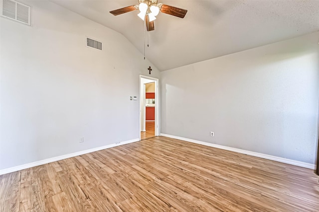 3419 Gladwyne Ln, La Porte, TX 77571 - unfurnished room featuring ceiling fan, light wood finished floors, baseboards, and high vaulted ceiling