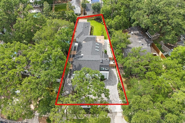 1100 S Shepherd Dr, Houston, TX 77019 - aerial view of property's location featuring property boundaries highlighted