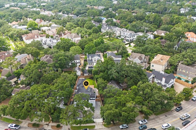 1100 S Shepherd Dr, Houston, TX 77019 - aerial view of residential area with a tree filled landscape