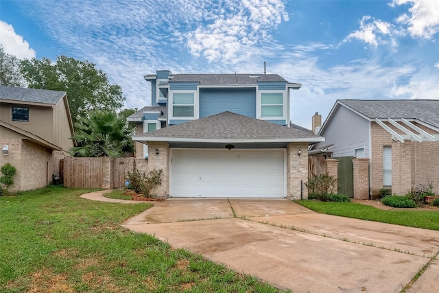 12419 Truesdell Dr, Houston, TX 77071 - traditional-style home with driveway, roof with shingles, a garage, and a gate