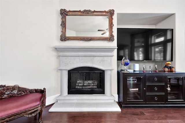 21115 Magnolia Hollow Ln, Richmond, TX 77407 - detailed view of wood finished floors, a fireplace, and baseboards