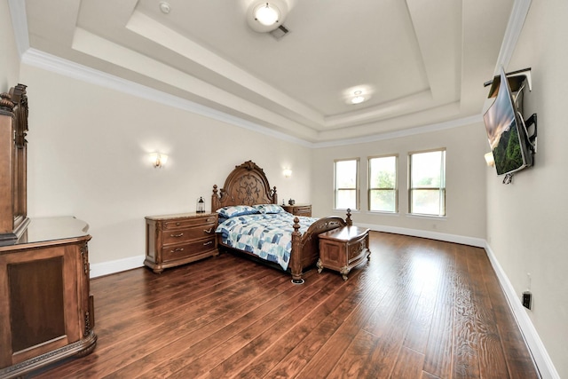 18111 Dockside Landing Dr, Cypress, TX 77433 - bedroom with a raised ceiling, dark wood finished floors, and baseboards