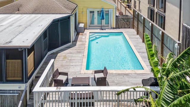 36 Lakeview Dr, Galveston, TX 77551 - view of pool featuring a wooden deck