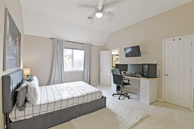 19538 Salt Grass Meadow Dr, Cypress, TX 77433 - bedroom featuring carpet flooring, vaulted ceiling, an office area, and baseboards