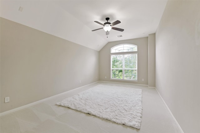 19538 Salt Grass Meadow Dr, Cypress, TX 77433 - unfurnished room with carpet, ceiling fan, lofted ceiling, and baseboards