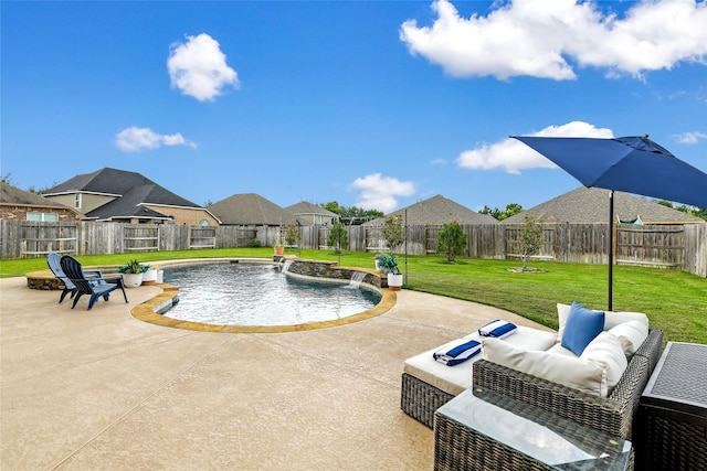 19538 Salt Grass Meadow Dr, Cypress, TX 77433 - view of pool with a patio area, an outdoor hangout area, and a residential view
