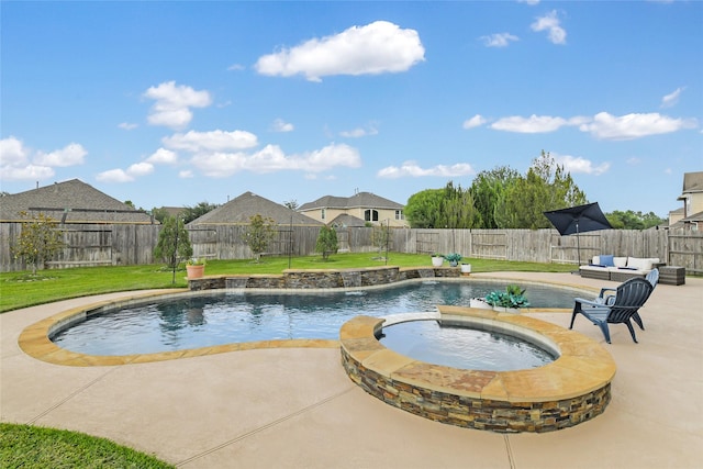 19538 Salt Grass Meadow Dr, Cypress, TX 77433 - view of swimming pool featuring an in-ground hot tub and a patio