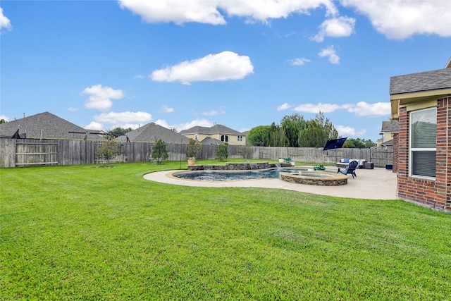 19538 Salt Grass Meadow Dr, Cypress, TX 77433 - view of yard with a patio and a pool with connected hot tub