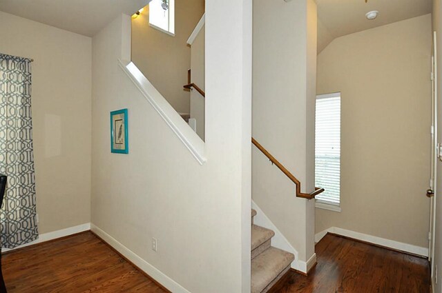 2366 Bastrop St, Houston, TX 77004 - staircase with wood finished floors and baseboards
