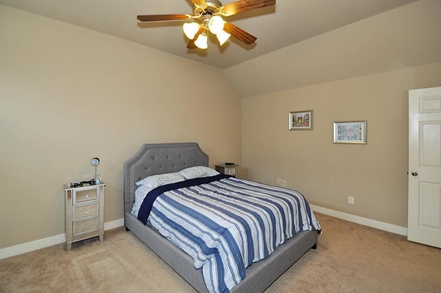 2366 Bastrop St, Houston, TX 77004 - carpeted bedroom featuring lofted ceiling, baseboards, and a ceiling fan