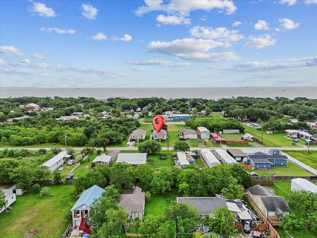 335 6th St, San Leon, TX 77539 - aerial perspective of suburban area featuring a nearby body of water and a tree filled landscape