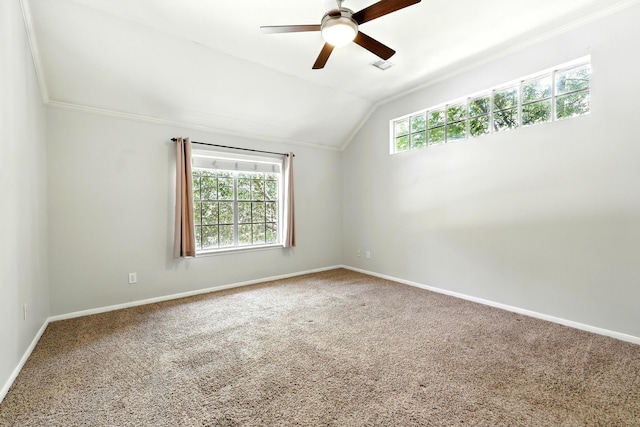 263 S Crimson Clover Ct, The Woodlands, TX 77381 - carpeted empty room with lofted ceiling and ceiling fan
