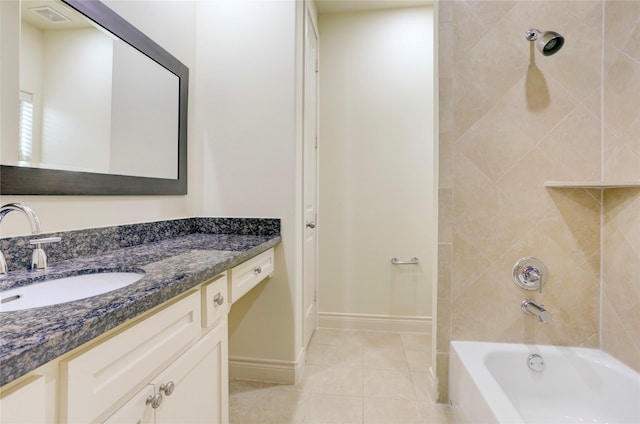 9617 Pemberton Crescent Dr, Houston, TX 77025 - full bathroom with vanity, tile patterned flooring, shower / bathtub combination, and baseboards