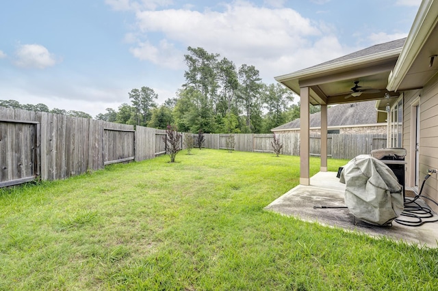 2811 Ridgecliff Ct, Conroe, TX 77301 - view of yard with a ceiling fan and a patio area
