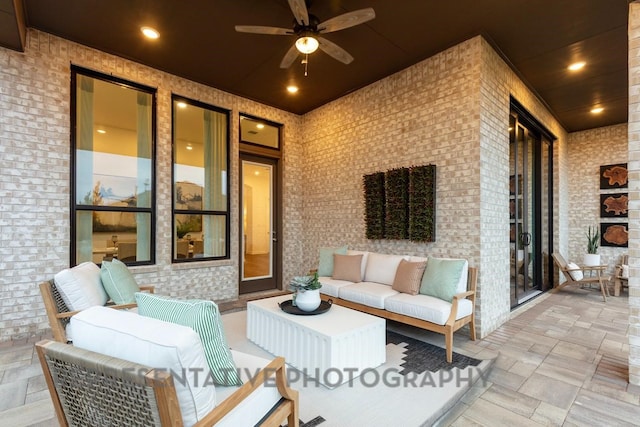 4315 Southpoint Way, Fulshear, TX 77441 - view of patio / terrace featuring an outdoor living space and a ceiling fan
