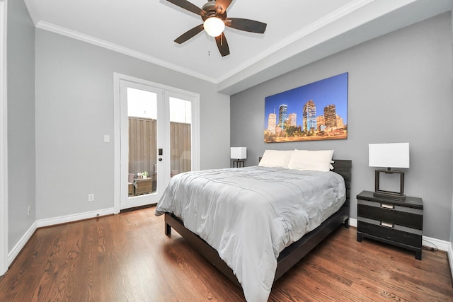 2008 Helena St, Houston, TX 77002 - bedroom with ornamental molding, access to exterior, wood finished floors, and baseboards