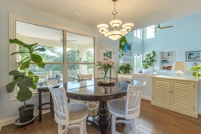 4315 Lago Viento, Austin, TX 78734 - dining space with a ceiling fan, hardwood / wood-style floors, and baseboards